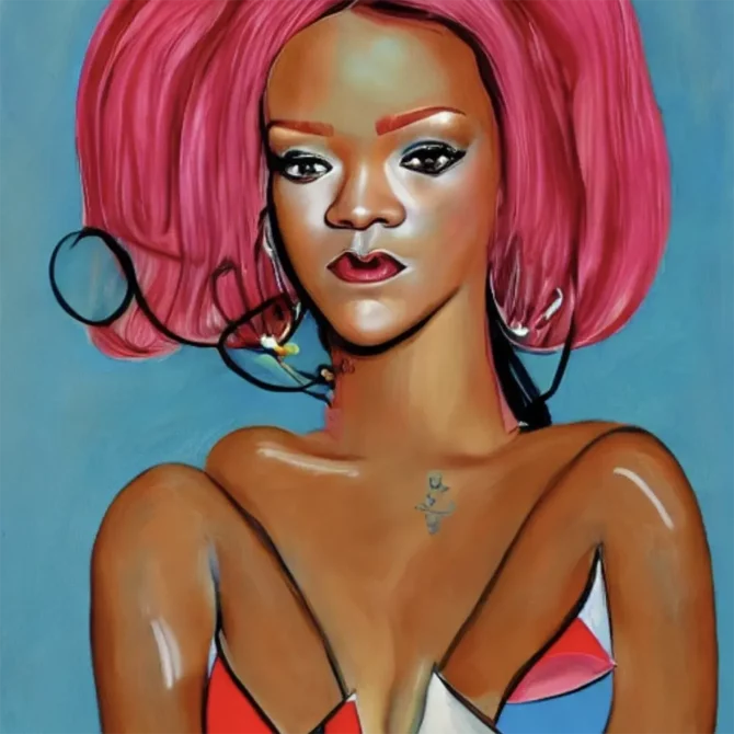 Rihanna in the style of George Condo     46